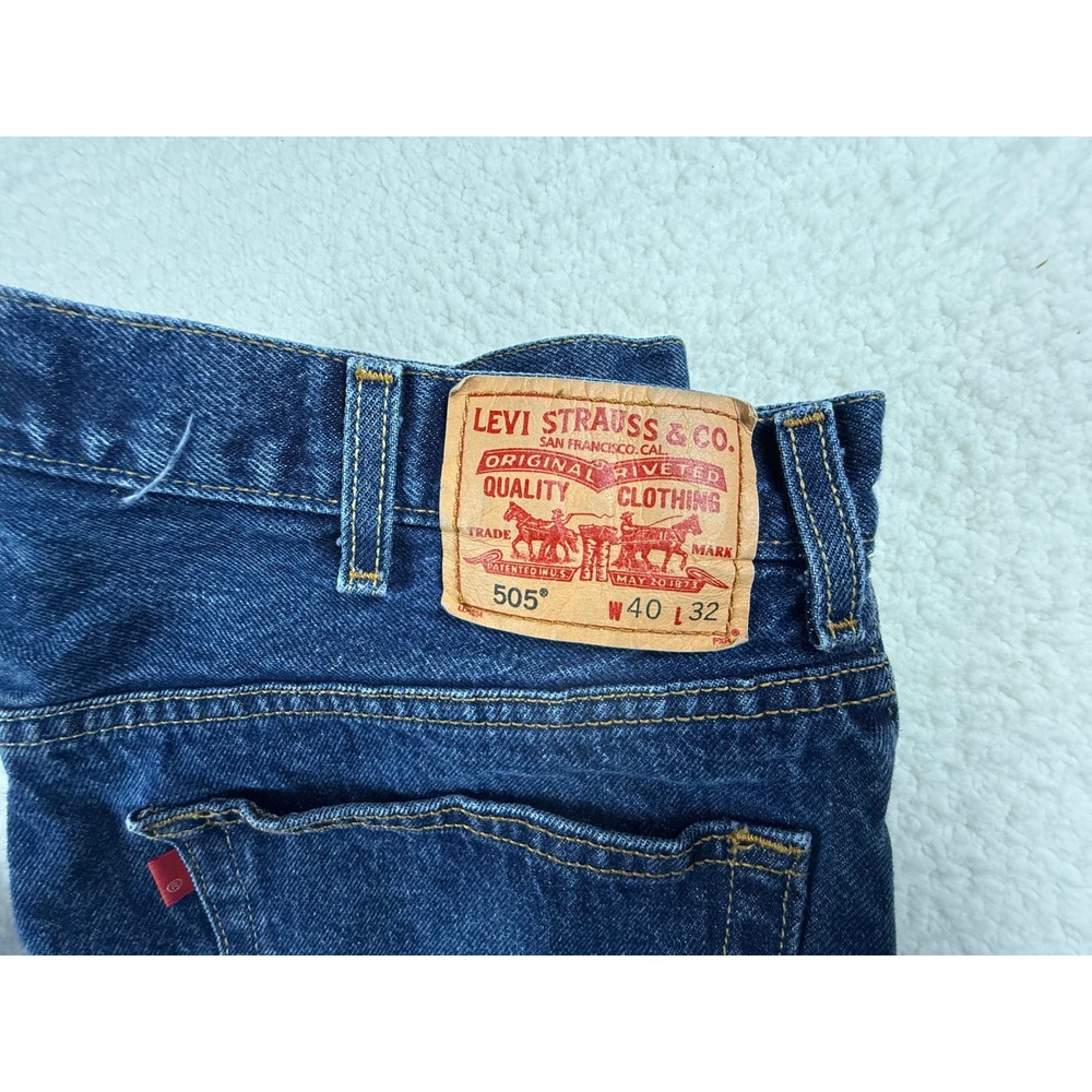VTG Levis 505 Regular Fit Dark Wash Blue Denim Jeans Mens W40 L32 Straight Leg